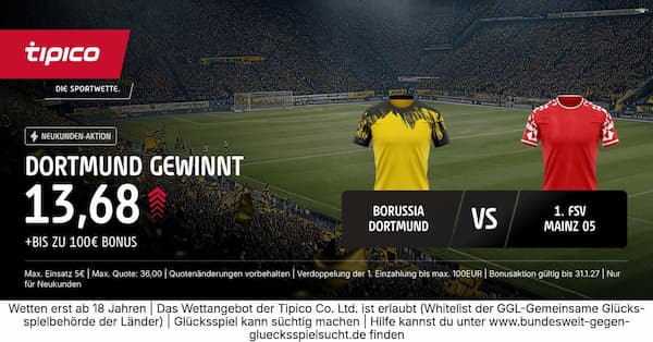 9-fache Tipico Quote auf Sieg Dortmund gegen Mainz