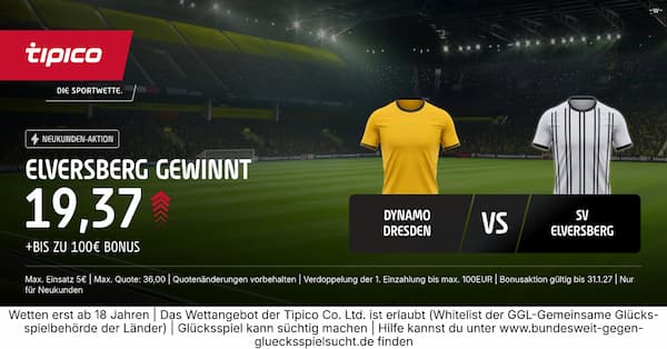 9-fache Tipico Quote auf Elversberg-Erfolg in Dresden
