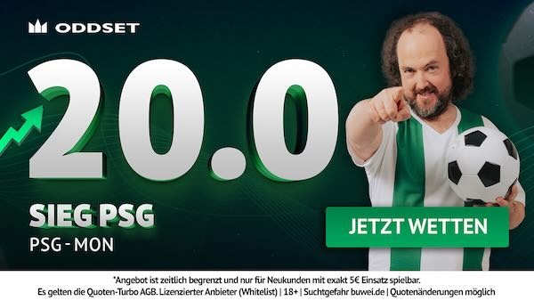 Quote 20 bei Oddset auf PSG besiegt Monaco