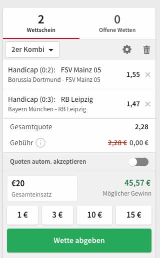 Tipico Handicap Empfehlung der Woche