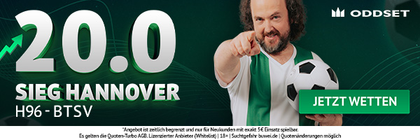 Quote 20 bei Oddset auf H96-Erfolg über Braunschweig