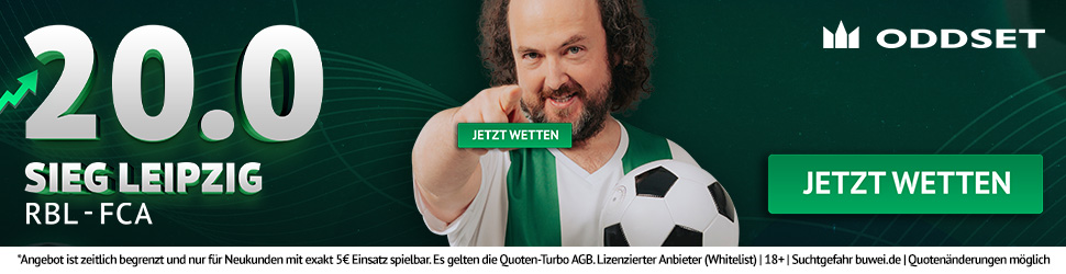 Leipzig besiegt Augsburg zu Quote 20 bei Oddset!