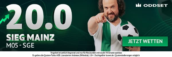 Quote 20 bei Oddset auf Mainz-Sieg über Frankfurt