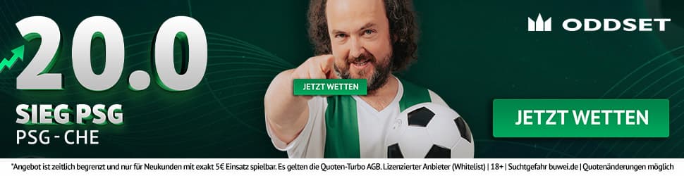 20er Quote bei Oddset auf PSG-Sieg über Chelsea