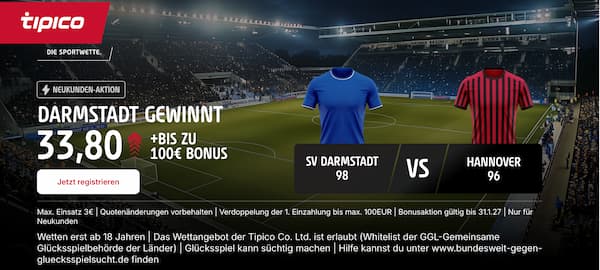 1200 % Tipico Boost zu Darmstadt vs Hannover