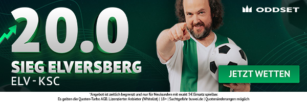 Elversberg Quote 20 bei Oddset auf Sieg gegen Karlsruhe