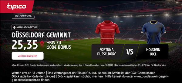 13-fache Tipico Quoten zum Match Fortuna Düsseldorf - Holstein Kiel