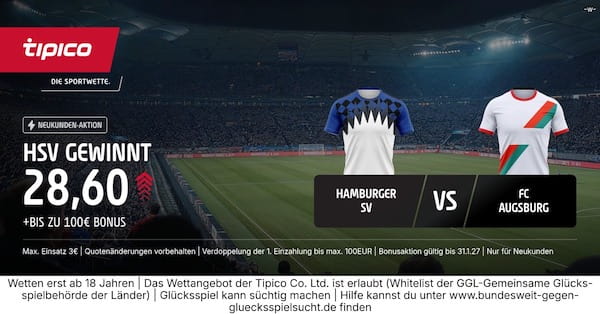 Tipico steigert HSV Siegquoten gegen Augsburg um 1.200%!