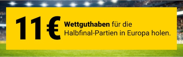 11€ gratis Guthaben von Interwetten zum Halbfinale der Champions League