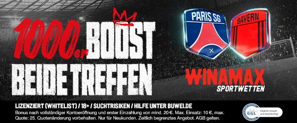 Winamax Boost zum Duell PSG vs Bayern