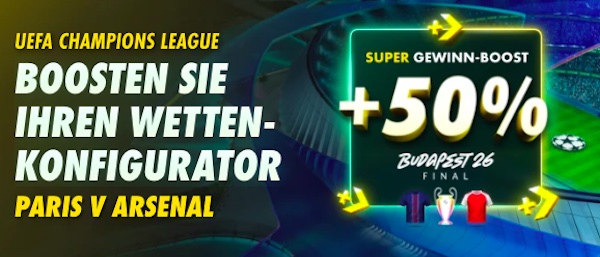 50% Super Gewinn-Boost zum Finale PSG vs. Arsenal