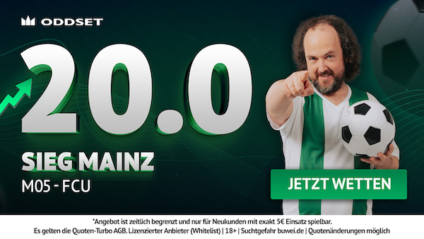 Quote 20.0 von ODDSET auf Mainz 05 gewinnt gegen Union Berlin!