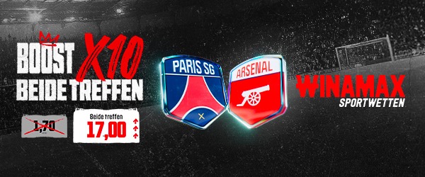 Winamax Quote 17.0 auf PSG und Arsenal erzielen ein Tor