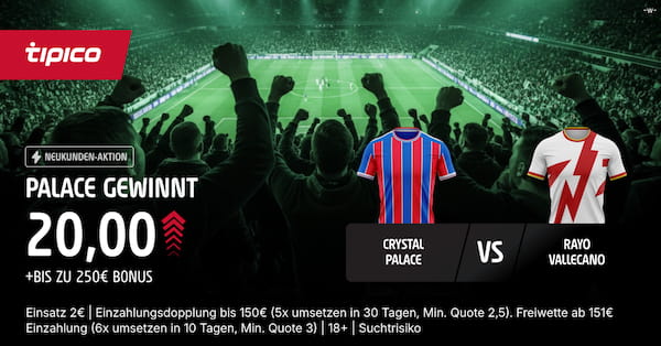 Tipico steigert Siegquoten von Crystal Palace auf 20.0!