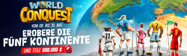 Gewinne deine Wetten beim Winamax World Conquest und sichere die deinen Anteil am 5.000 EUR Jackpot