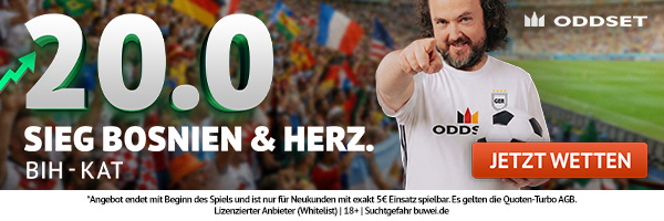 Quote 20 bei Oddset auf Sieg Bosnien über Katar