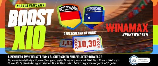 10er Quote bei Winamax auf Sieg Deutschland gegen Curacao