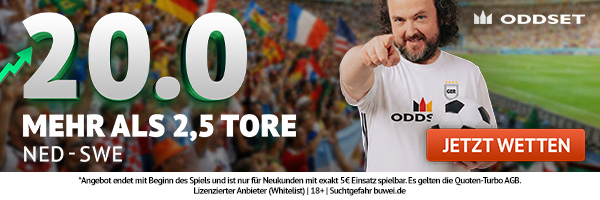 20er Quote bei Oddset zu Niederlande vs Schweden