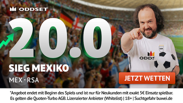 ODDSET: Mexiko besiegt Südafrika zu Quote 20.0