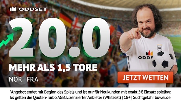 Norwegen vs Frankreich Quoten bei Oddset, 26.6.