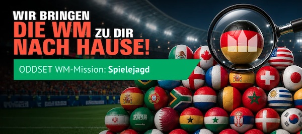 Neun Freebets warten auf dich bei der ODDSET WM Spielejagd
