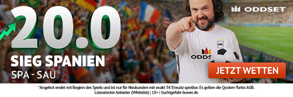 20er Quote bei Oddset zu Spanien vs Saudi Arabien