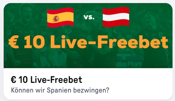 10€ Live-Freebet zu Spanien vs. Österreich