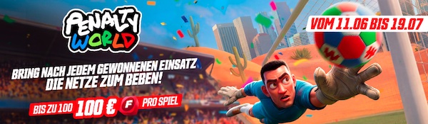 Bis zu 100€ Guthaben pro Spiel bei der Winamax Penalty World