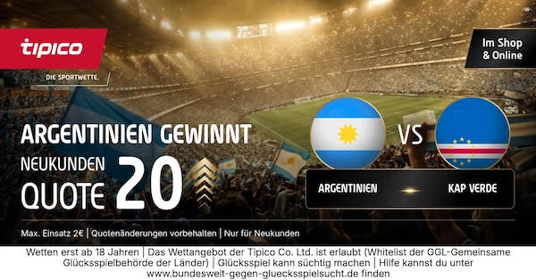Tipico Quotenboost: Argentinien besiegt Kap Verde zu 20.0