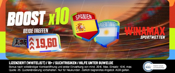 WInamax Boost zum WM Finale Spanien vs Argentinein