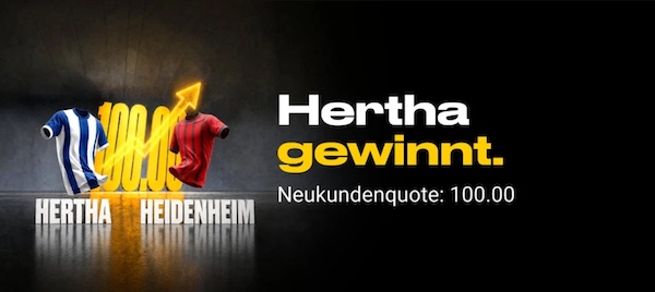 Bwin Quote 100.0 auf Hertha BSC gewinnt gegen Heidenheim