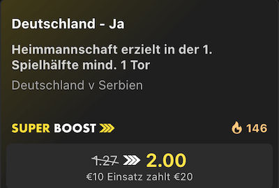 bet365 SuperBoost 1.10. GER SRB