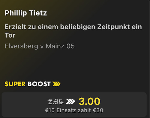 bet365 SuperBoost Elversberg Mainz 30.10.